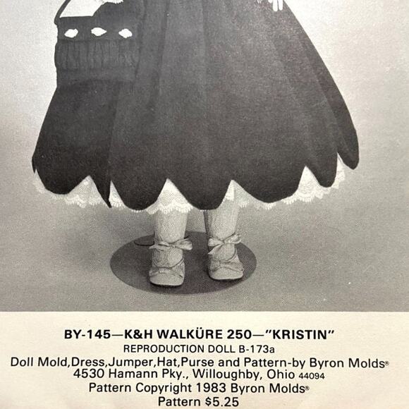 Byron Doll Clothes Vintage Sewing Pattern BY-145 Kristen Fits 22' Doll - Picture 2 of 5